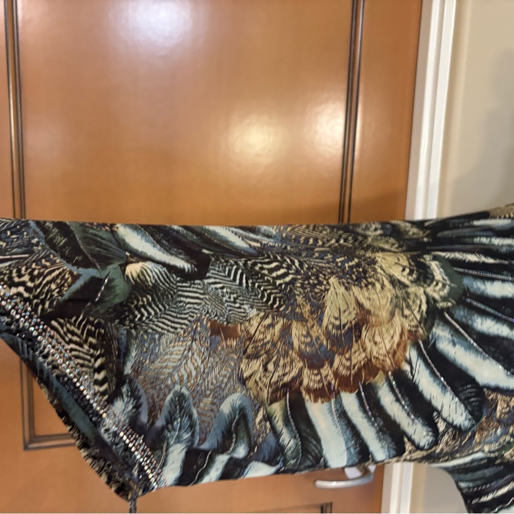 St. John Multicolor Feather Pattern Blouse - image 2